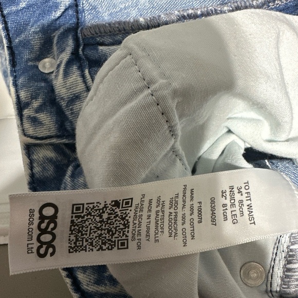 ASOS DESIGN Acid Wash Wide Leg Jeans Women's 34x32 (Actual 33x31) - Picture 13 of 13